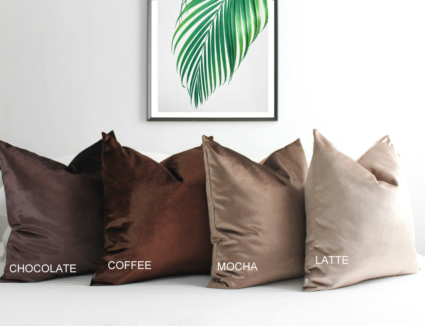 Premium Velvet pillow cover in chocolate brown, perfect luxury accents for your living room or bedroom. All orders ship fast with UPS express.
