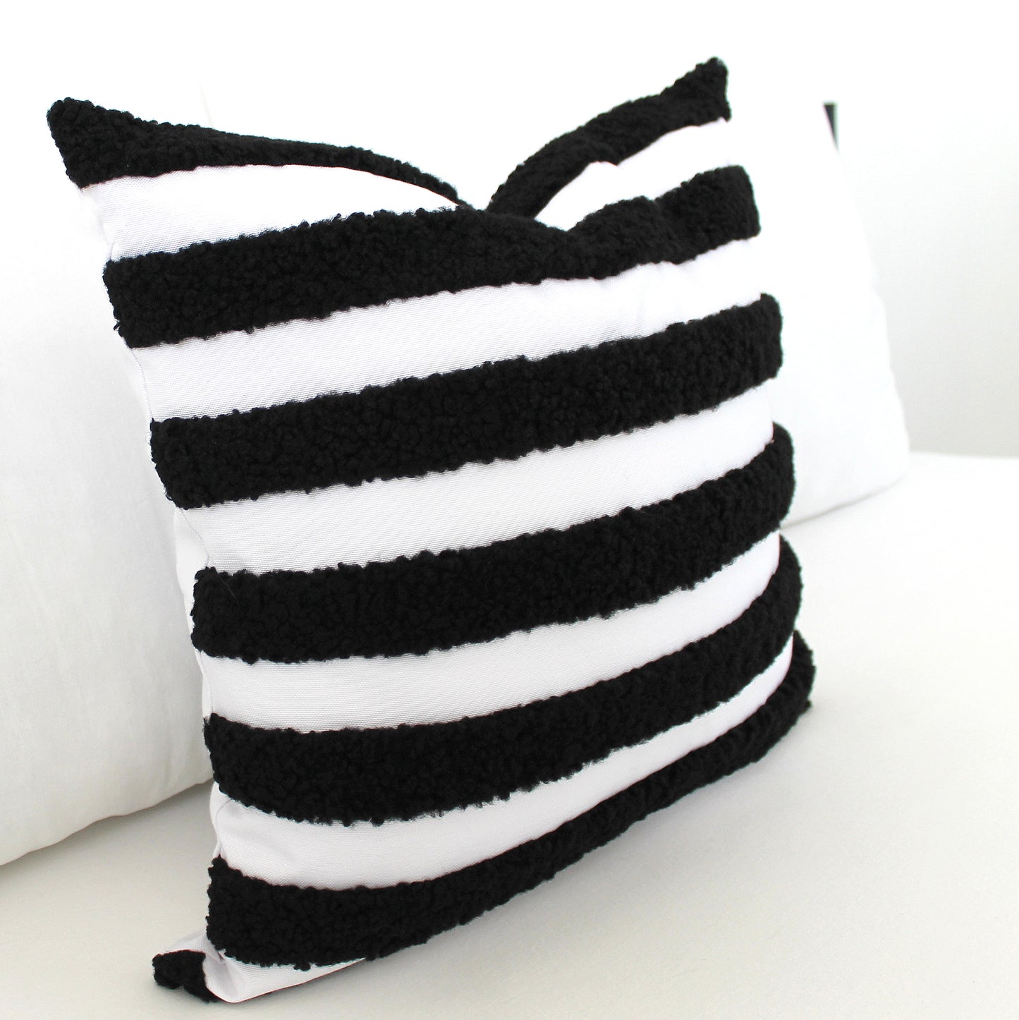 Black and White Boucle Teddy Textured Throw Pillow Cover