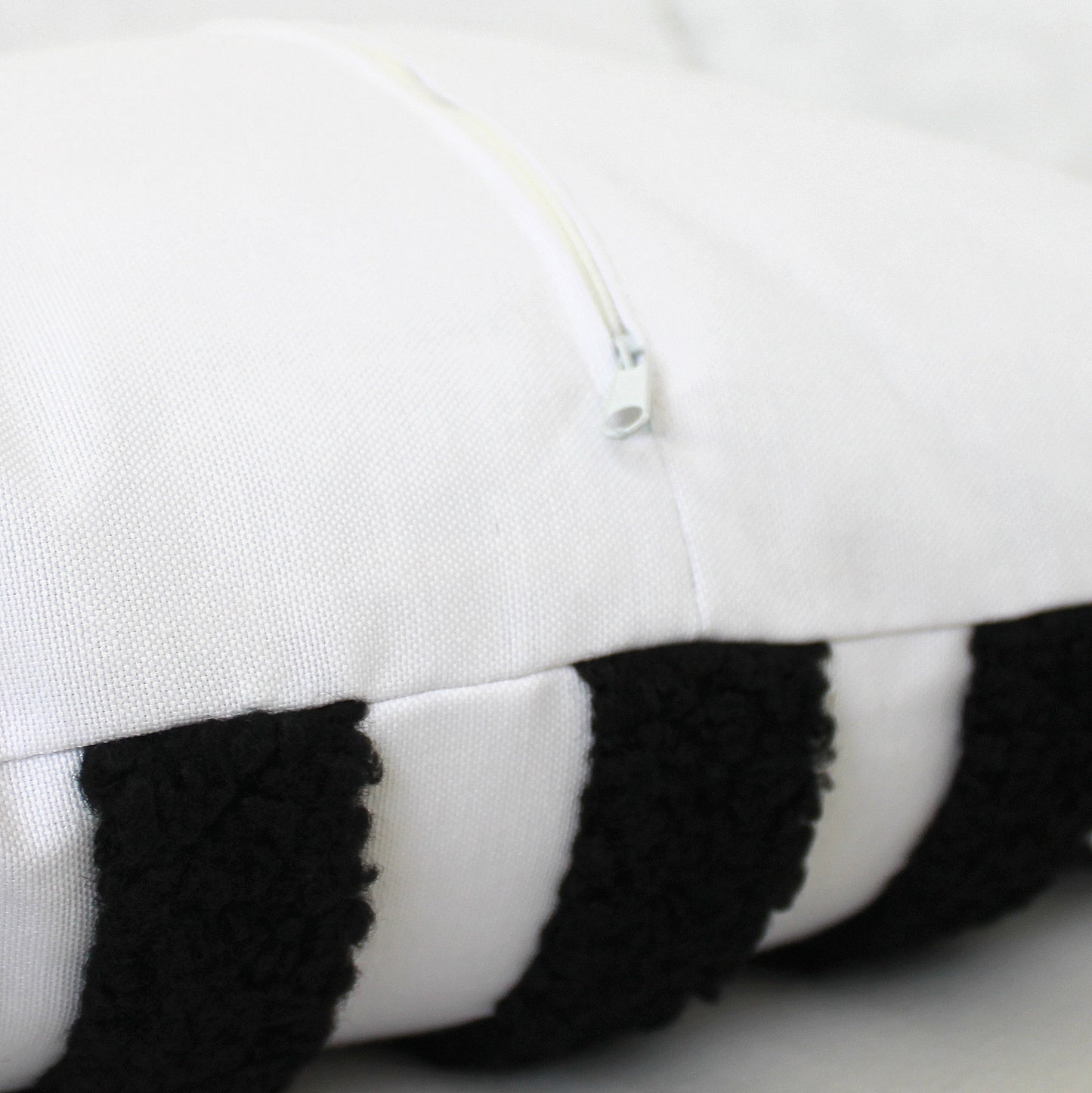 Black and White Boucle Teddy Textured Throw Pillow Cover