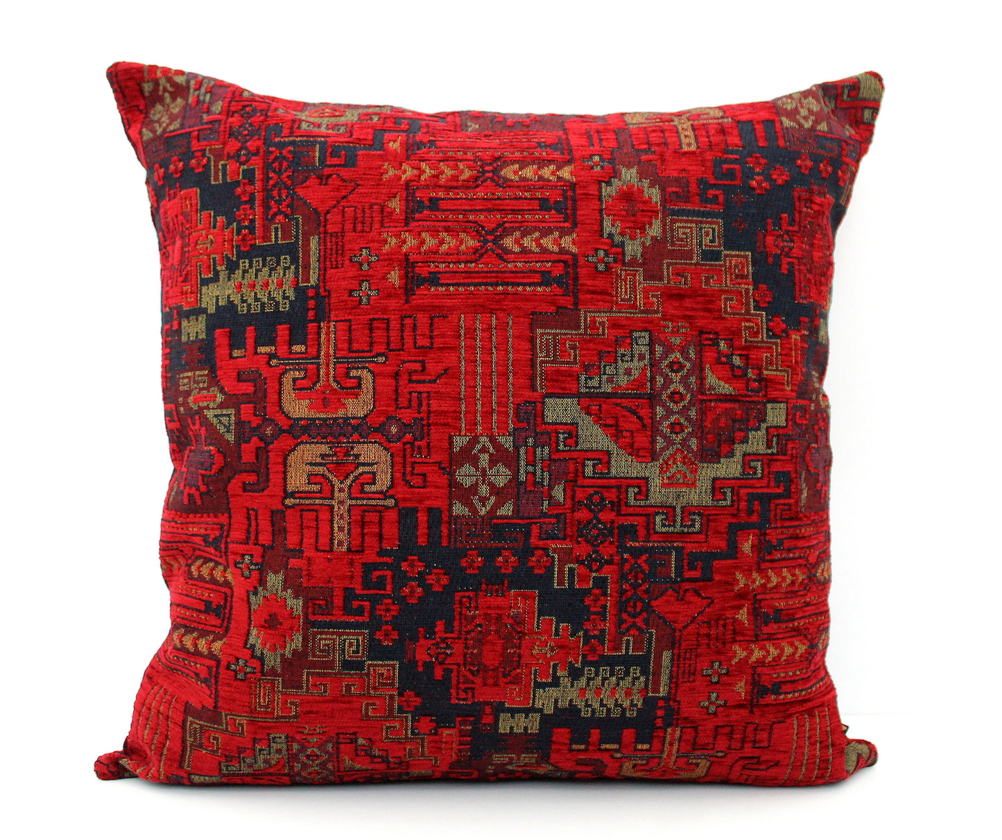 Dark Red Woven Turkish Kilim Lumbar Pillow Cover