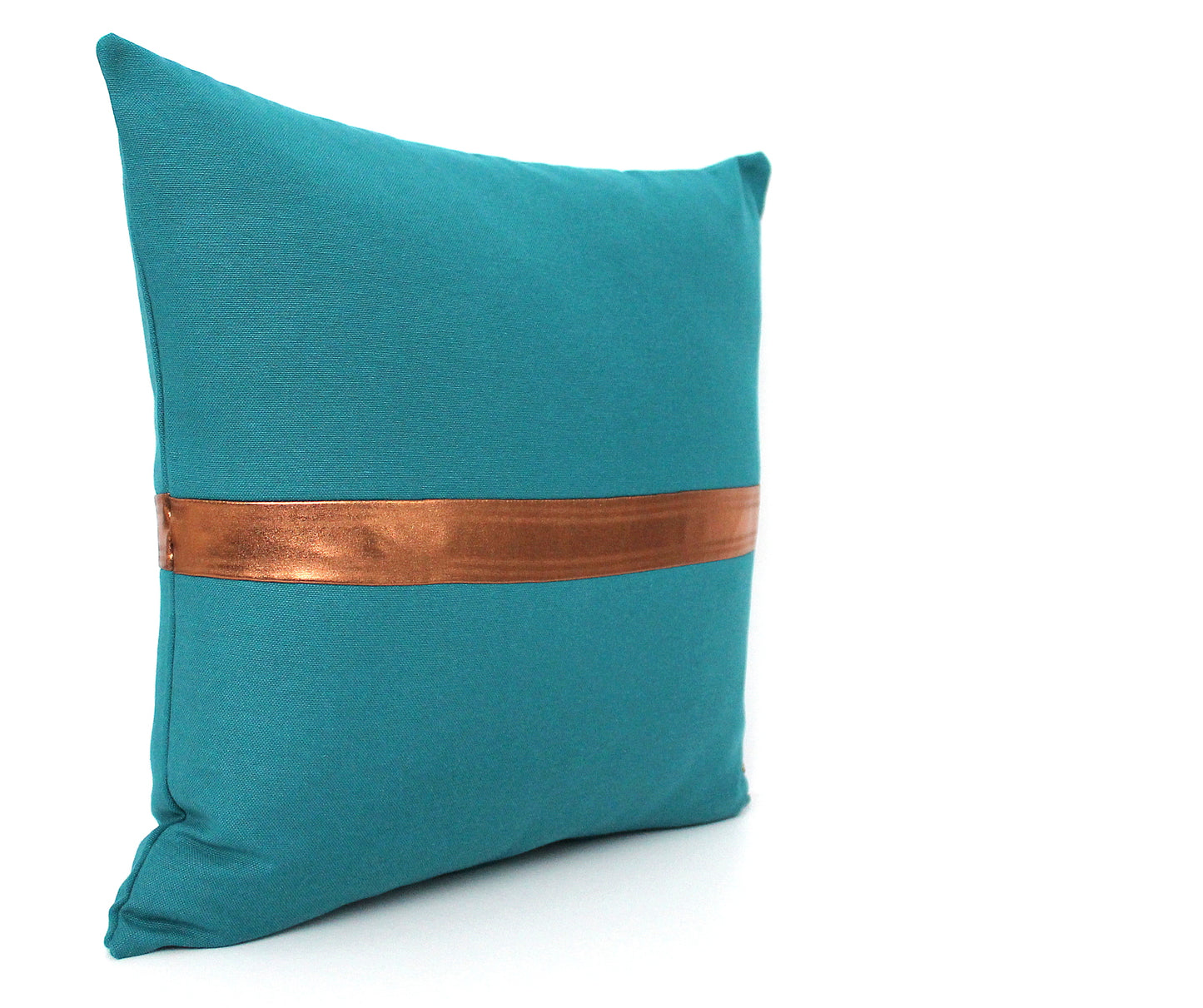 Dark Teal and Copper Colorblock Pillow Cover - Custom Metallic Stripe Color