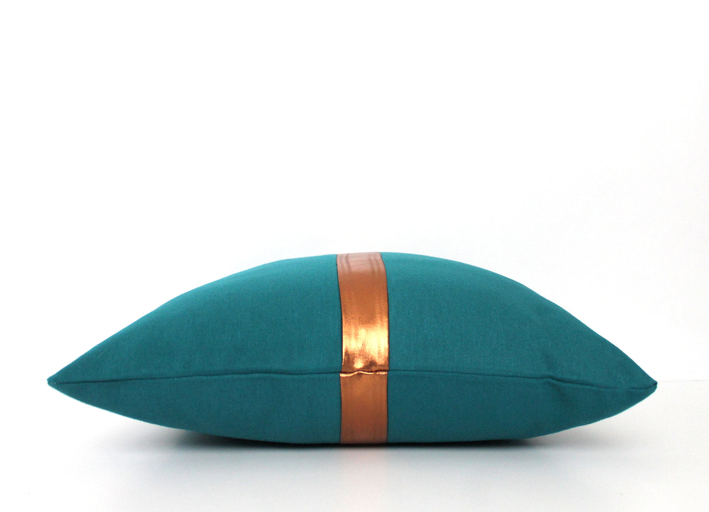 Dark Teal and Copper Colorblock Pillow Cover - Custom Metallic Stripe Color