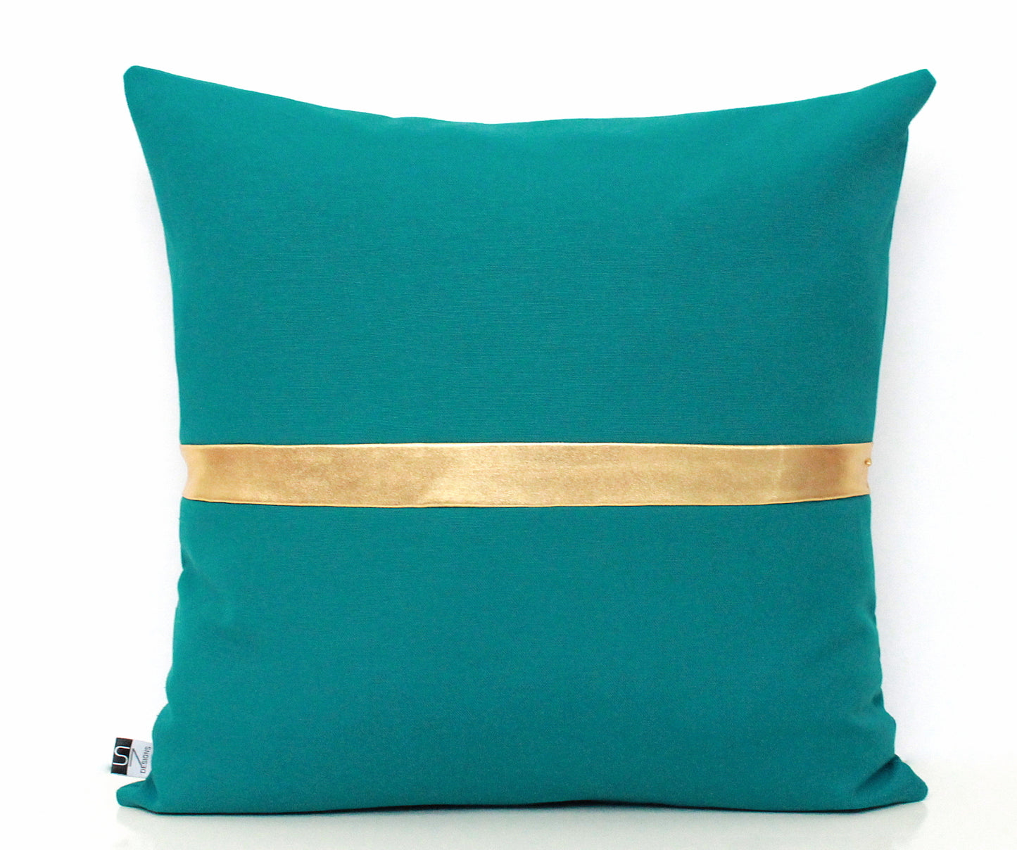 Dark Teal and Copper Colorblock Pillow Cover - Custom Metallic Stripe Color