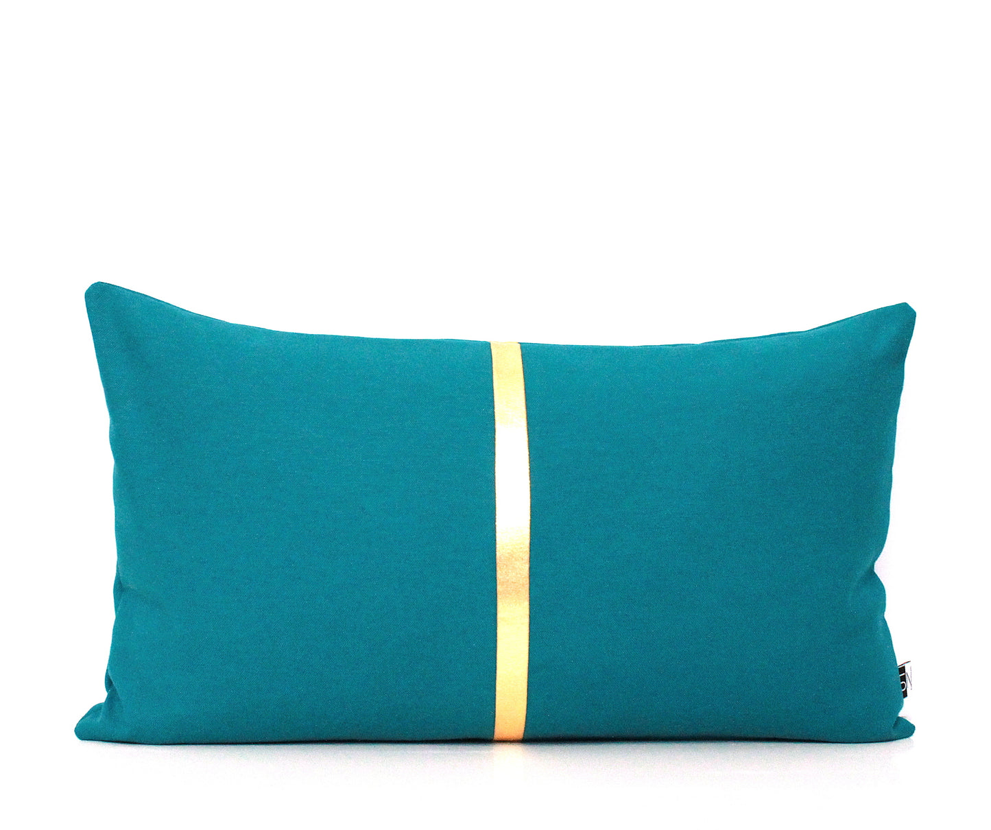 Dark Teal and Copper Colorblock Pillow Cover - Custom Metallic Stripe Color