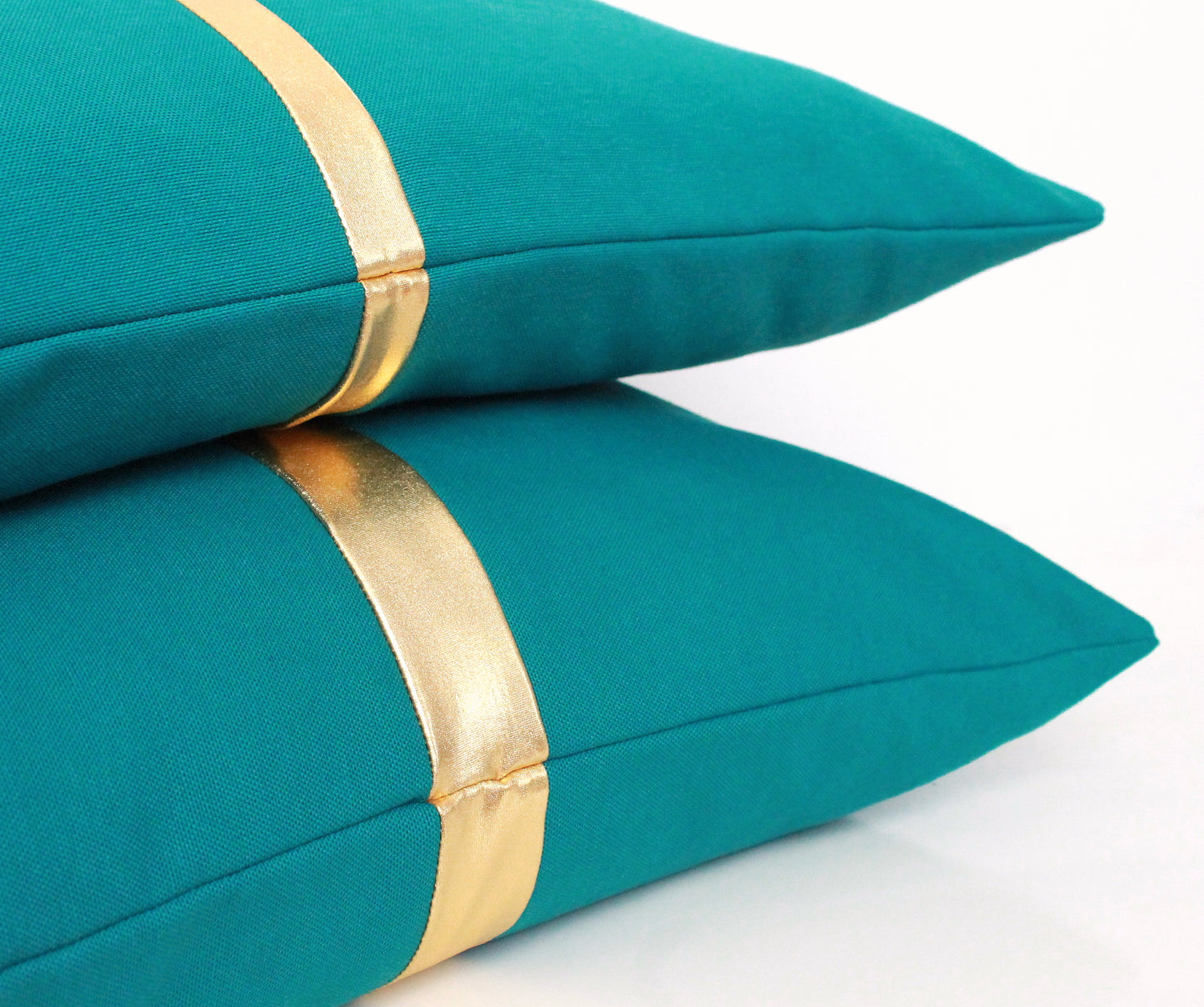 Dark Teal and Gold Colorblock Pillow Cover - Custom Metallic Stripe Color