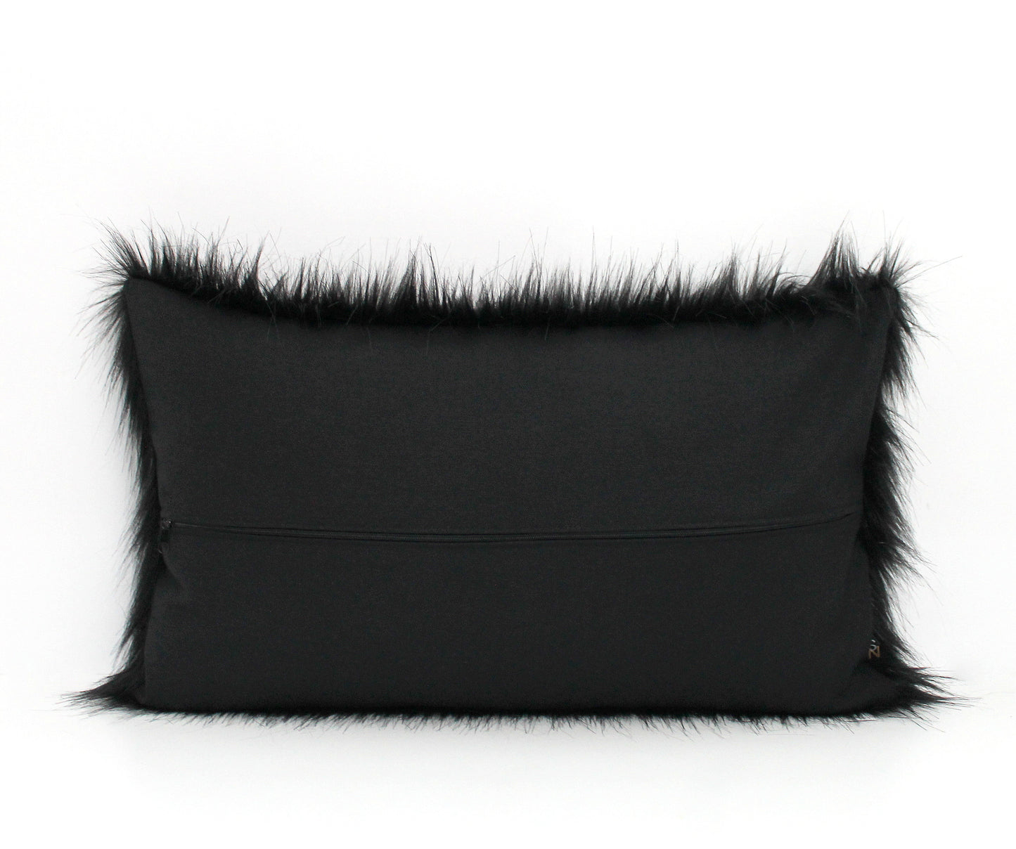 Luxury Black Faux Fur Pillow Cover - Custom Backing Color