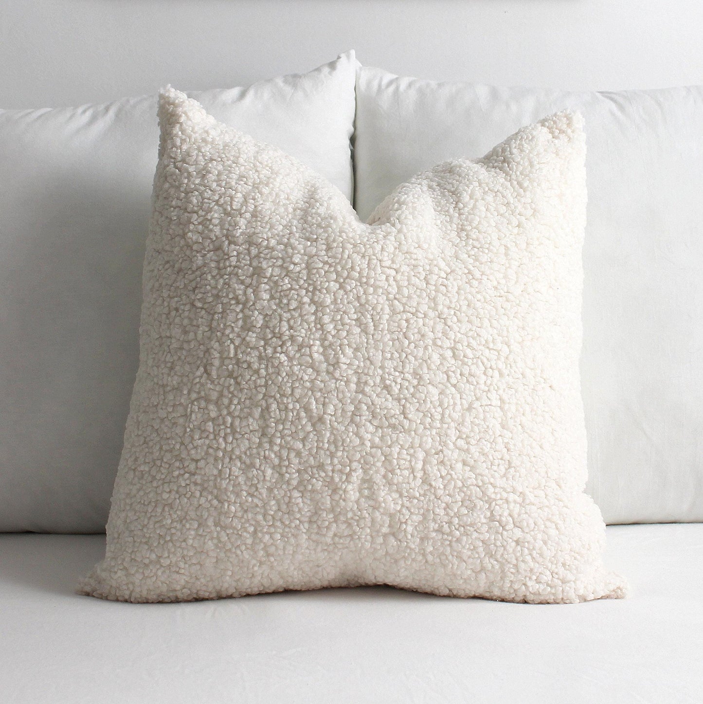 Boucle Teddy Pillow Cover, Champagne - Neutral Cozy Throw