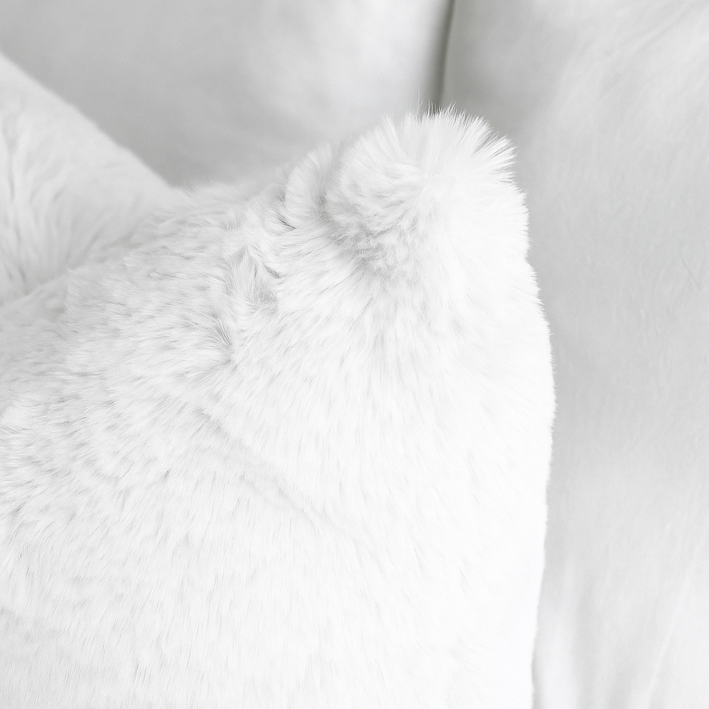 Luxurious Puffy Faux Fur Pillow Cover - Bright White