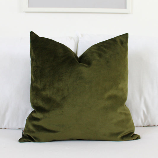Dark Olive Velvet Pillow Cover