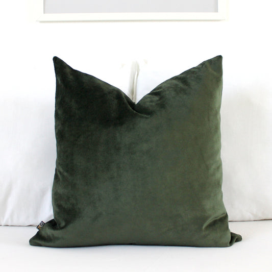 Deep Forest Green Velvet Throw Pillow Cover