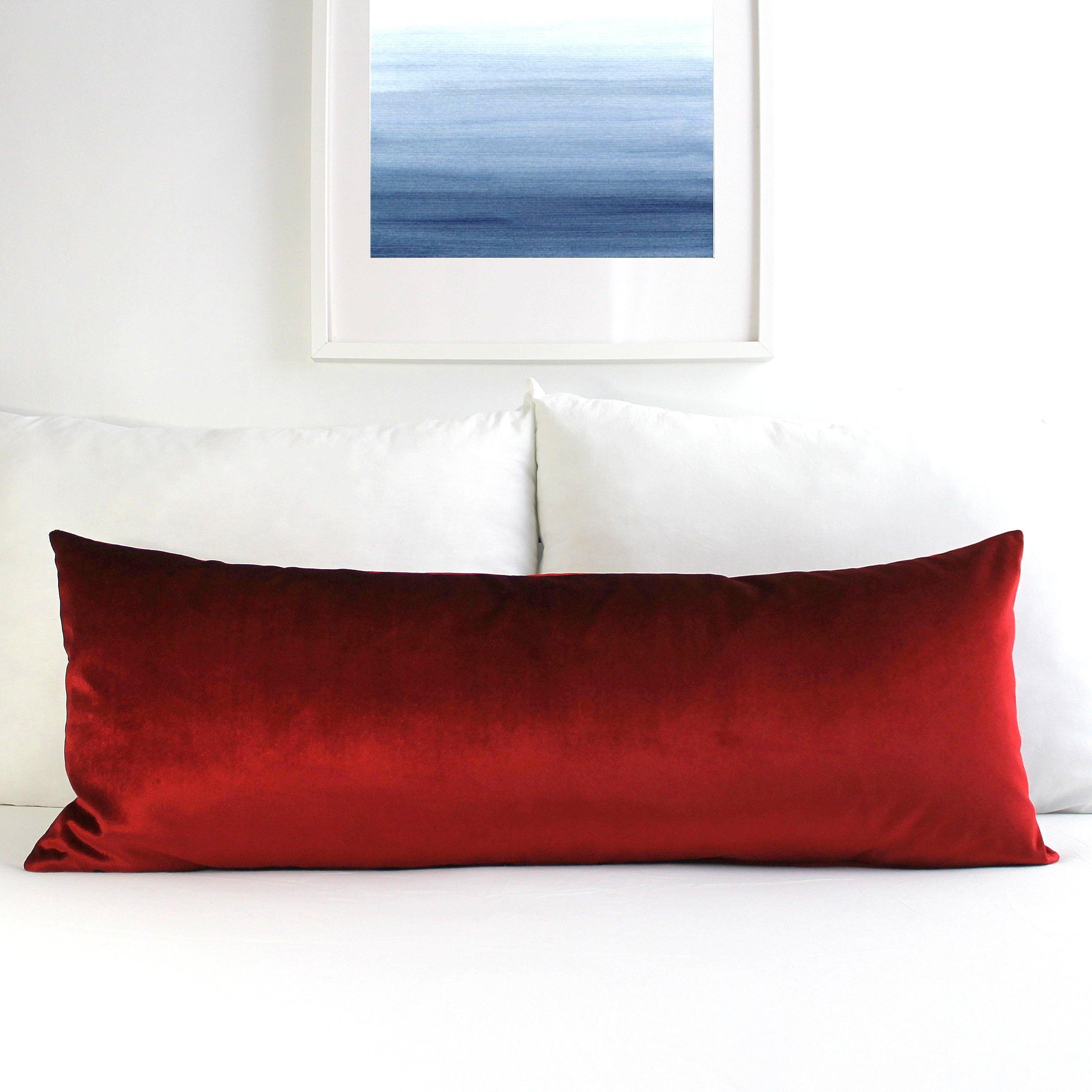 Mo94a Deep Red Shimmer Velvet Cushion Cover – Custom Size – Pillow Case Only – Made To Order