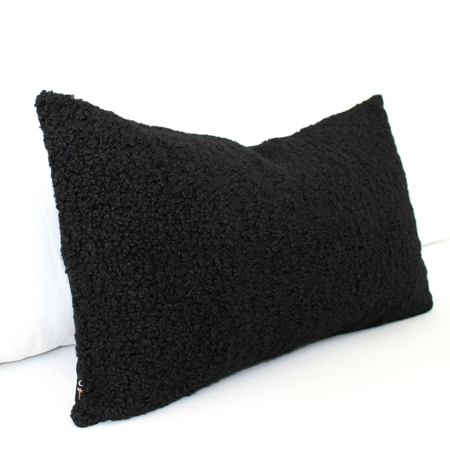 Black Boucle teddy fabric pillow cover -  Textured home decor great accent for your living room or bedroom.
