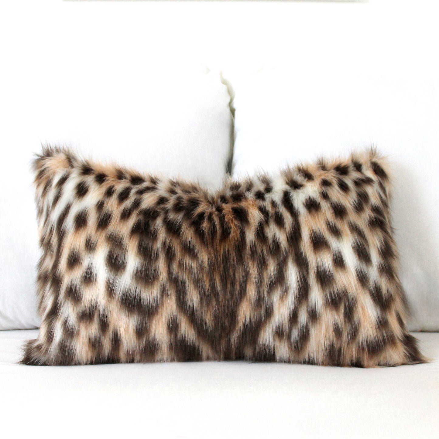 Faux Fur Leopard Pillow Cover, Custom Color Back