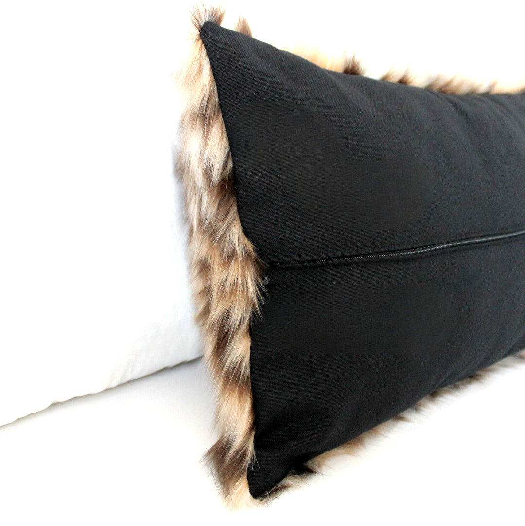 Faux Fur Leopard Pillow Cover, Custom Color Back