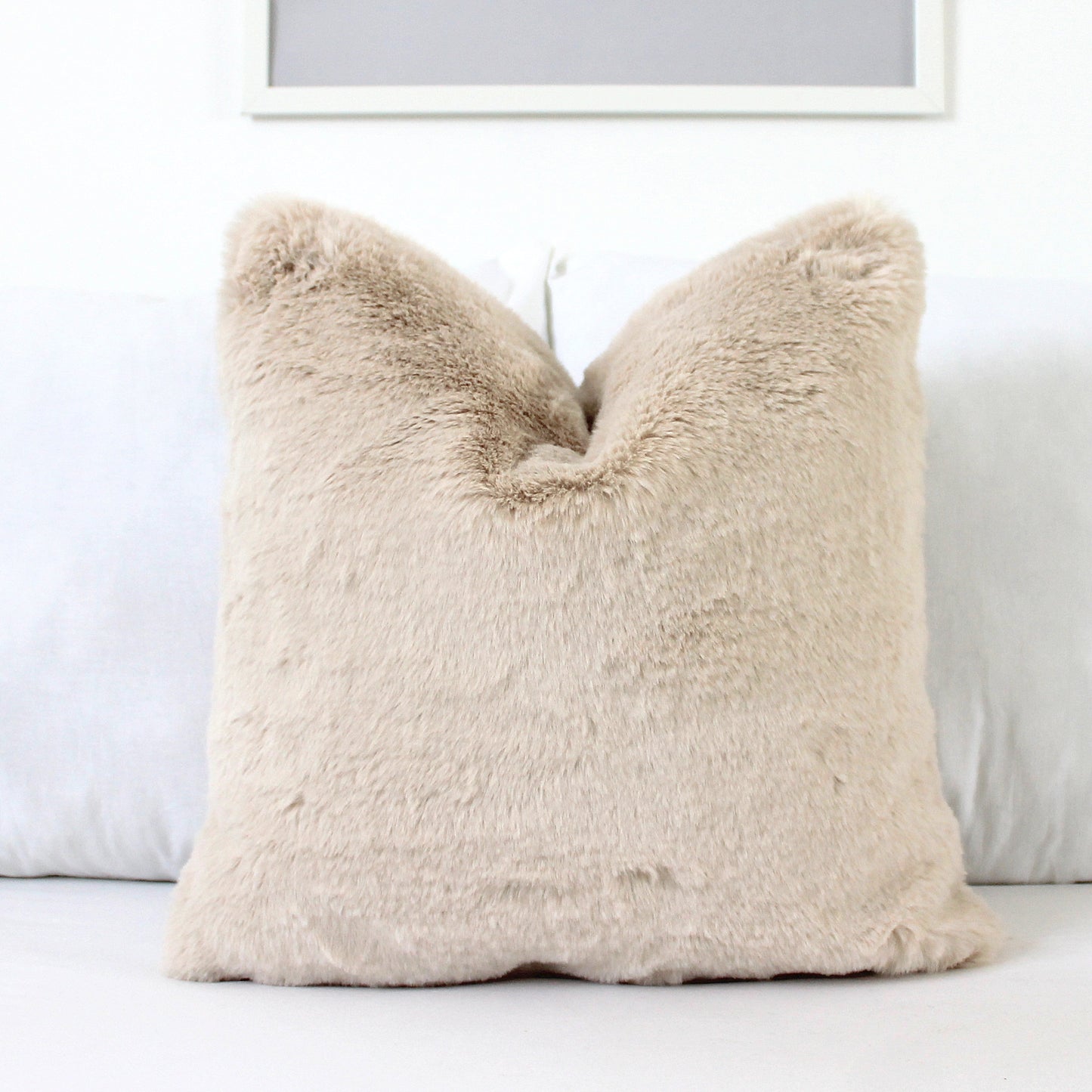 Luxurious Puffy Faux Fur Pillow Cover - Bright White