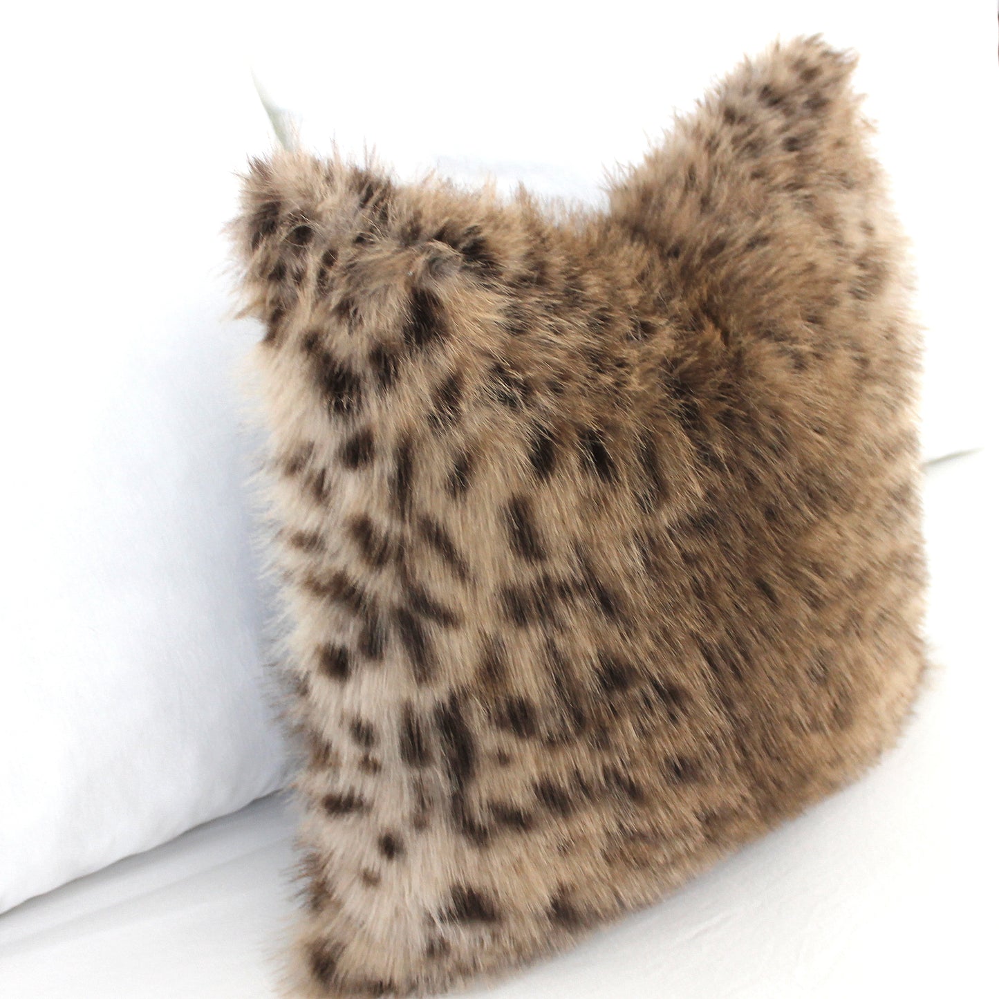 Lynx Faux Fur Pillow Cover Pillow Cover, Custom Color Back
