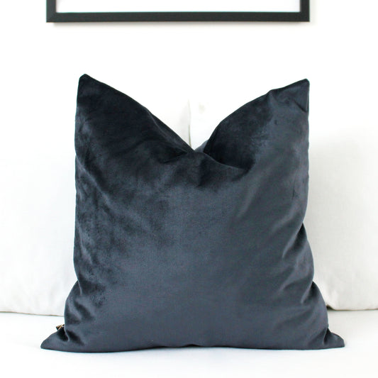 Blue Charcoal Velvet Pillow Cover