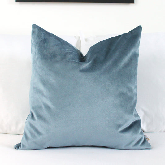 Blue Grey Velvet Pillow Cover