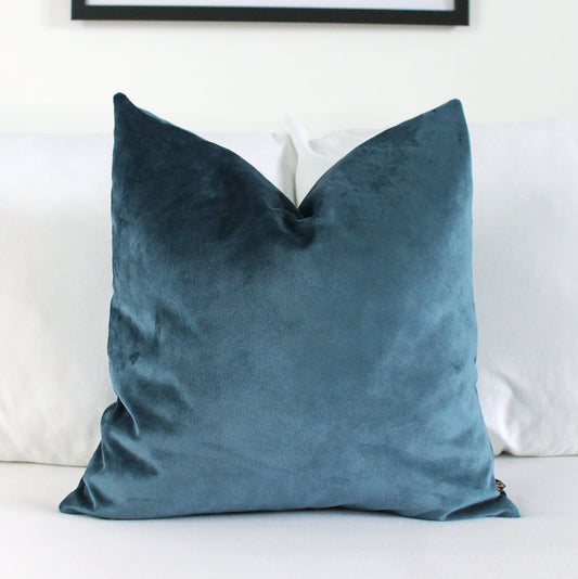 Blue Jean Velvet Pillow Cover