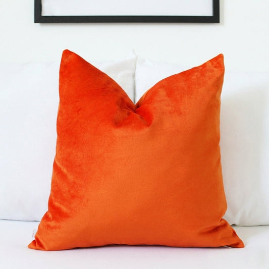 Bright Orange Velvet Pillow Cover