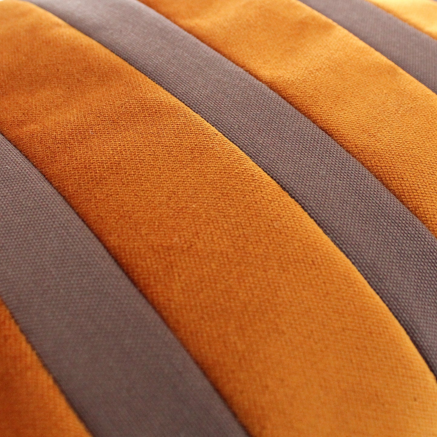 Burnt Orange and Dark Brown Striped Velvet Color Block Throw Pillow Cover