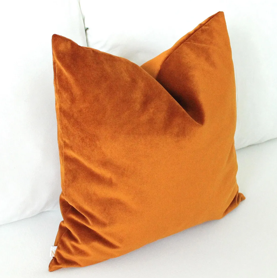 Burnt Orange Velvet Pillow Cover