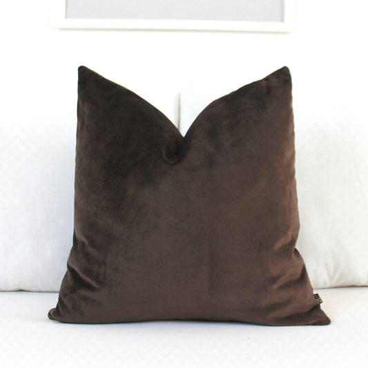 Dark Coffee Brown Velvet Pillow Cover