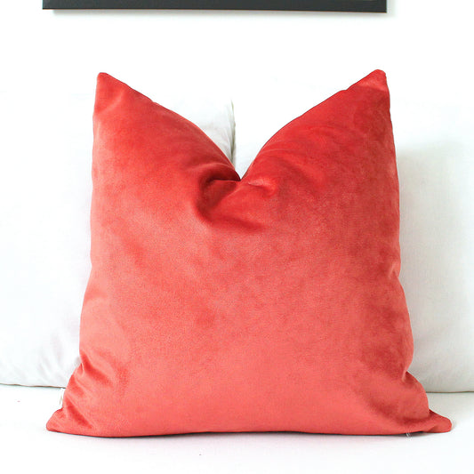 Fiery Coral Velvet Pillow Cover