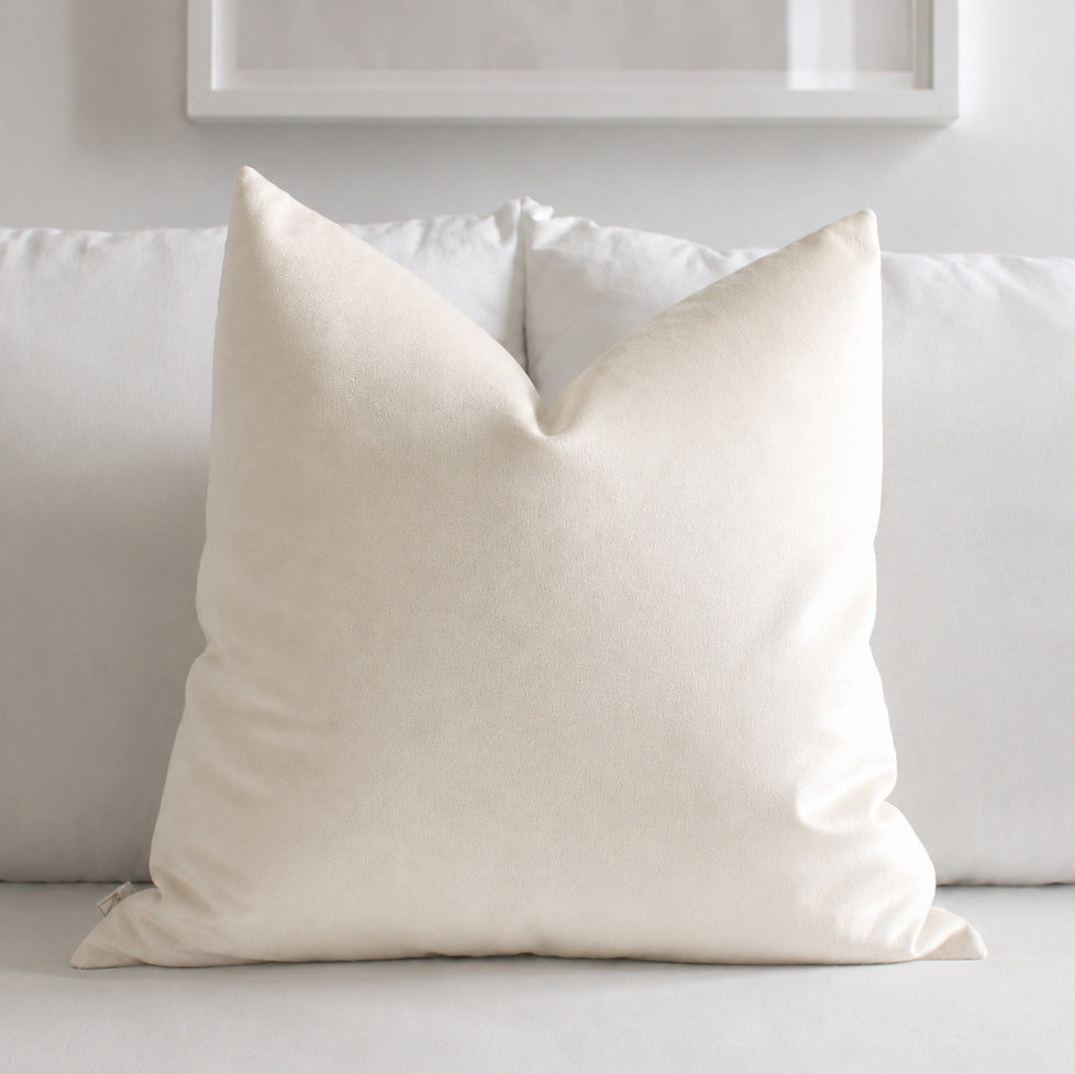 Light Ivory Velvet Pillow Cover