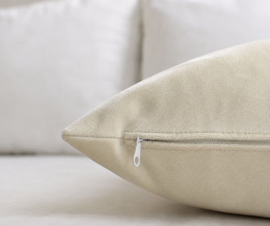 Light Ivory Velvet Pillow Cover