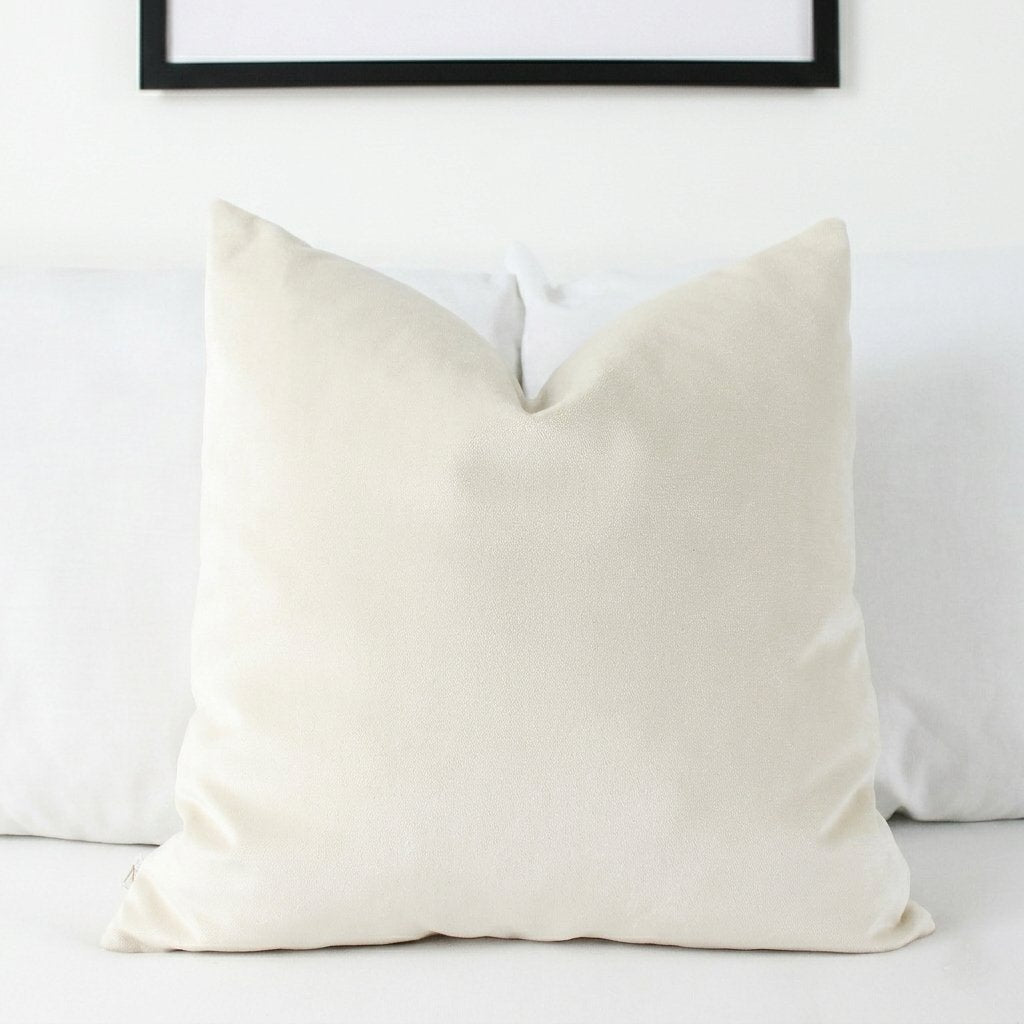 Light Ivory Velvet Pillow Cover