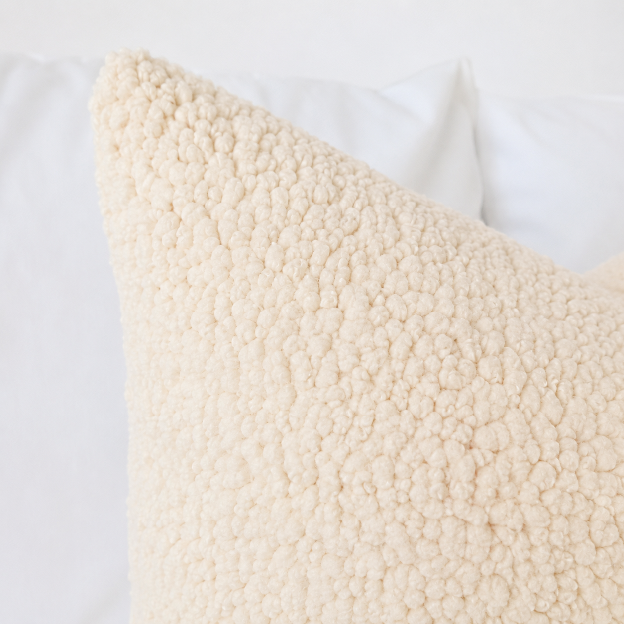 Light Oatmeal Teddy Bouclé Pillow Cover | Neutral Textured Throw