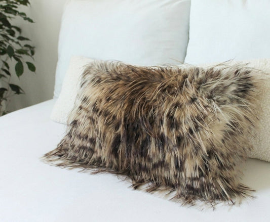 Shaggy Leopard Faux Fur Pillow Cover – Luxury Long Pile Decorative Cushion Cover