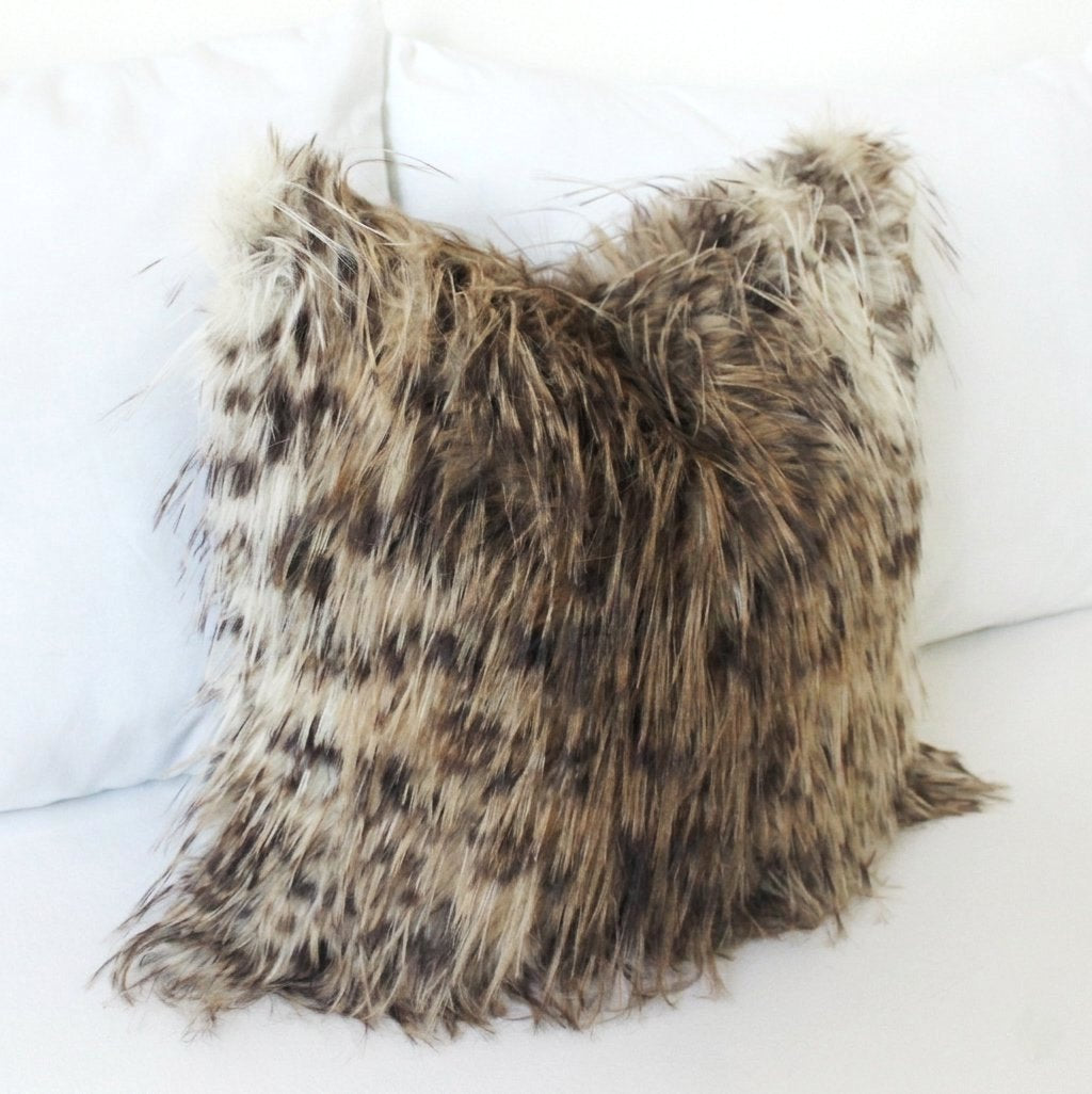 Shaggy Leopard Faux Fur Pillow Cover – Luxury Long Pile Decorative Cushion Cover