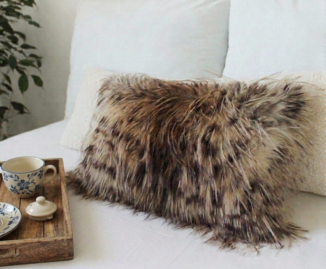 Shaggy Leopard Faux Fur Pillow Cover – Luxury Long Pile Decorative Cushion Cover