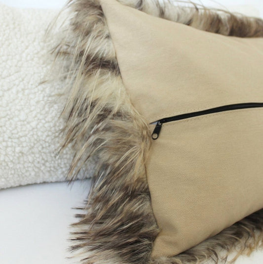 Shaggy Leopard Faux Fur Lumbar Pillow Cover – Luxury Long Pile Decorative Cushion Cover