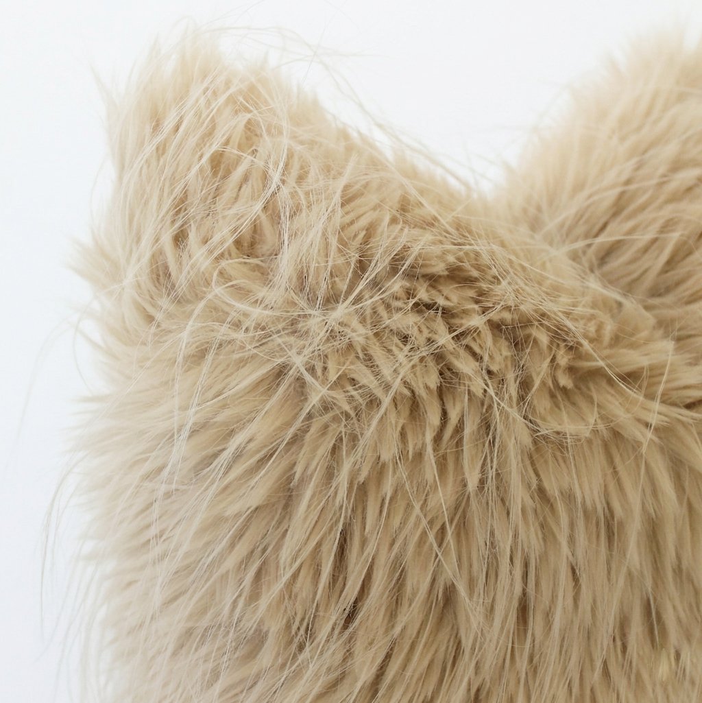 Oatmeal Faux Fur Pillow Cover, Custom Color Back