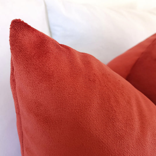 Orange Rust Velvet Pillow Cover
