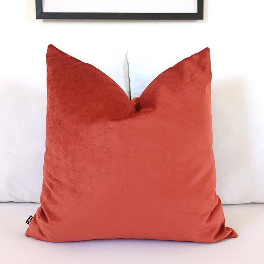 Orange Rust Velvet Pillow Cover