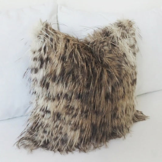 Shaggy Leopard Faux Fur Lumbar Pillow Cover – Luxury Long Pile Decorative Cushion Cover