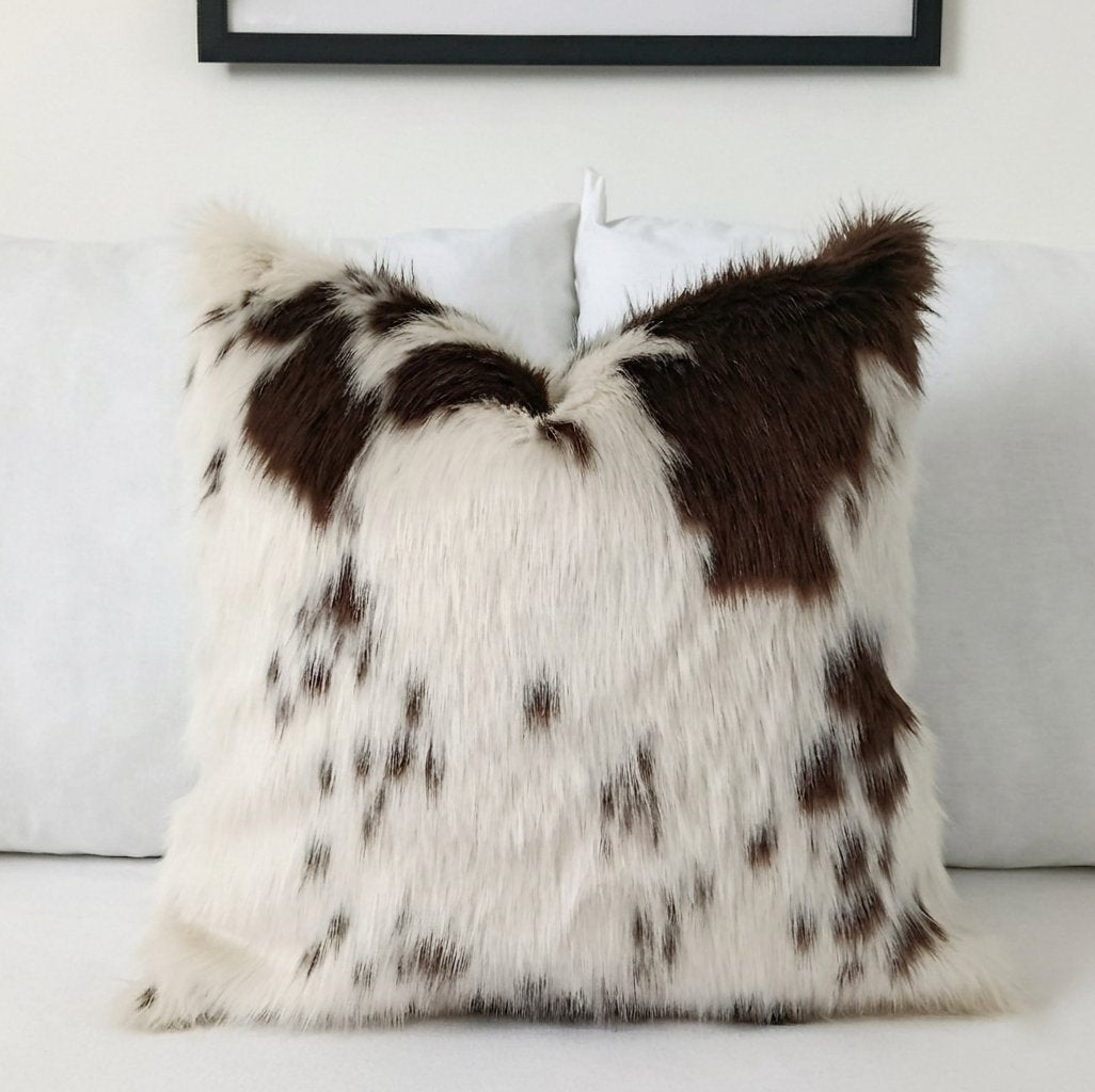 Luxury Faux Cowhide Pillow Cover | Western Faux Fur Cushion