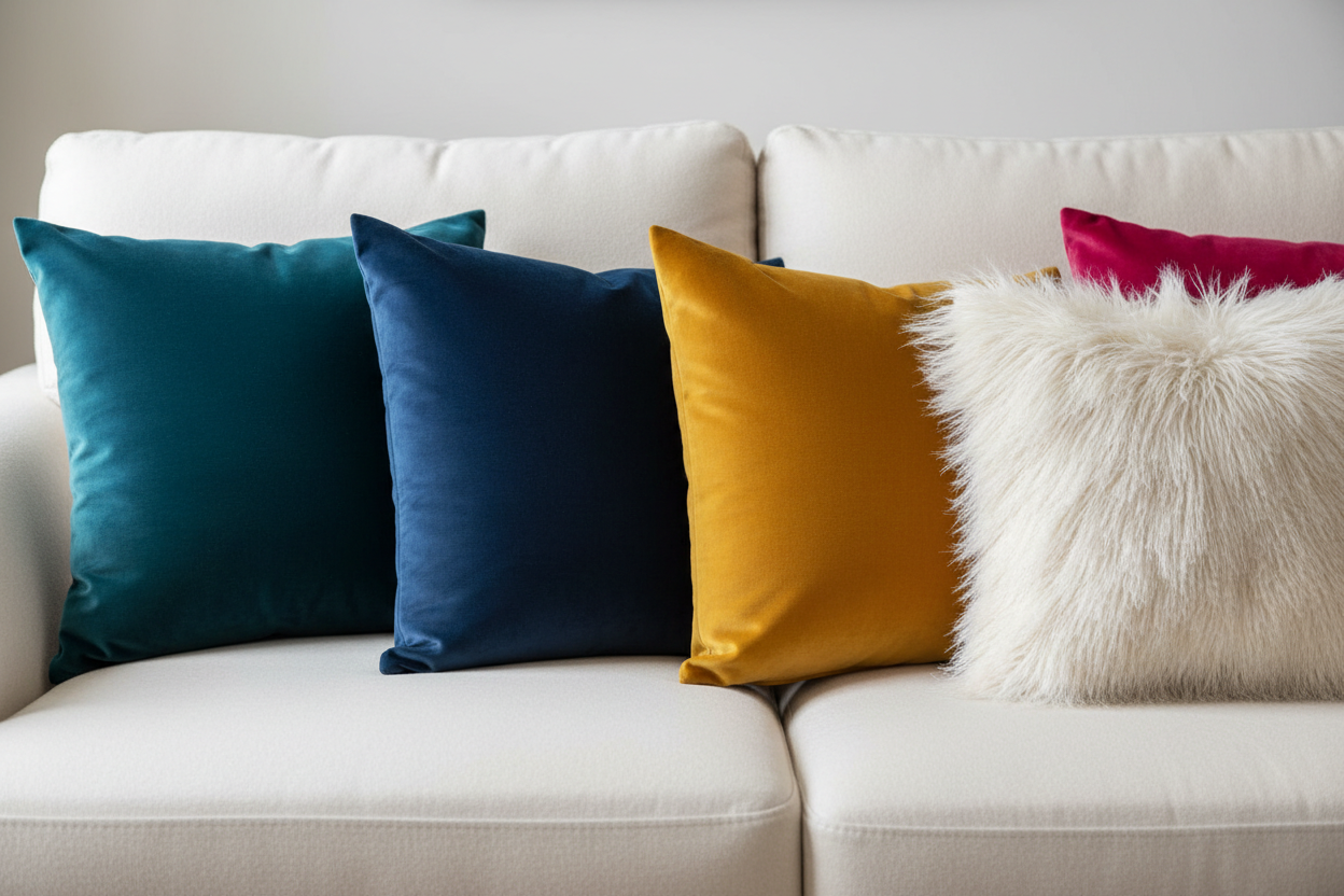 Velvet and Faux Fur Pillow Covers Close-Up Hero