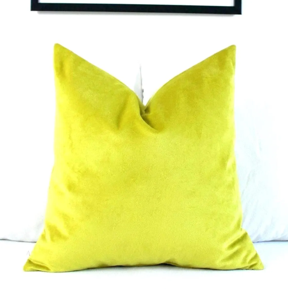 Venom Yellow Velvet Pillow Cover | Bold Chartreuse Cushion