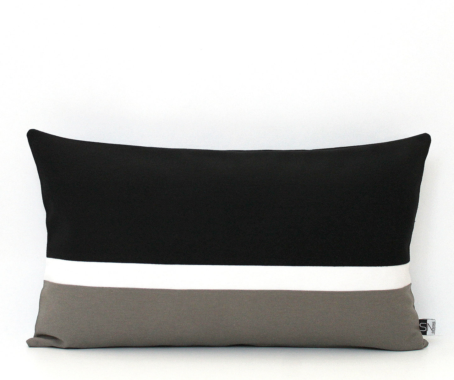 Black, White and Dark Grey Colorblock Pillow Cover
