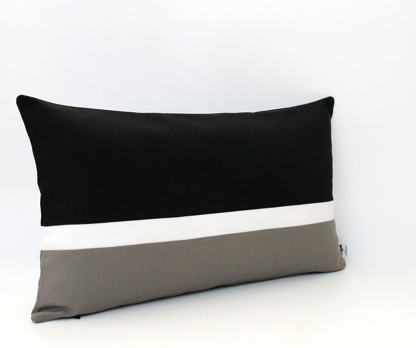 Black, White and Dark Grey Colorblock Pillow Cover