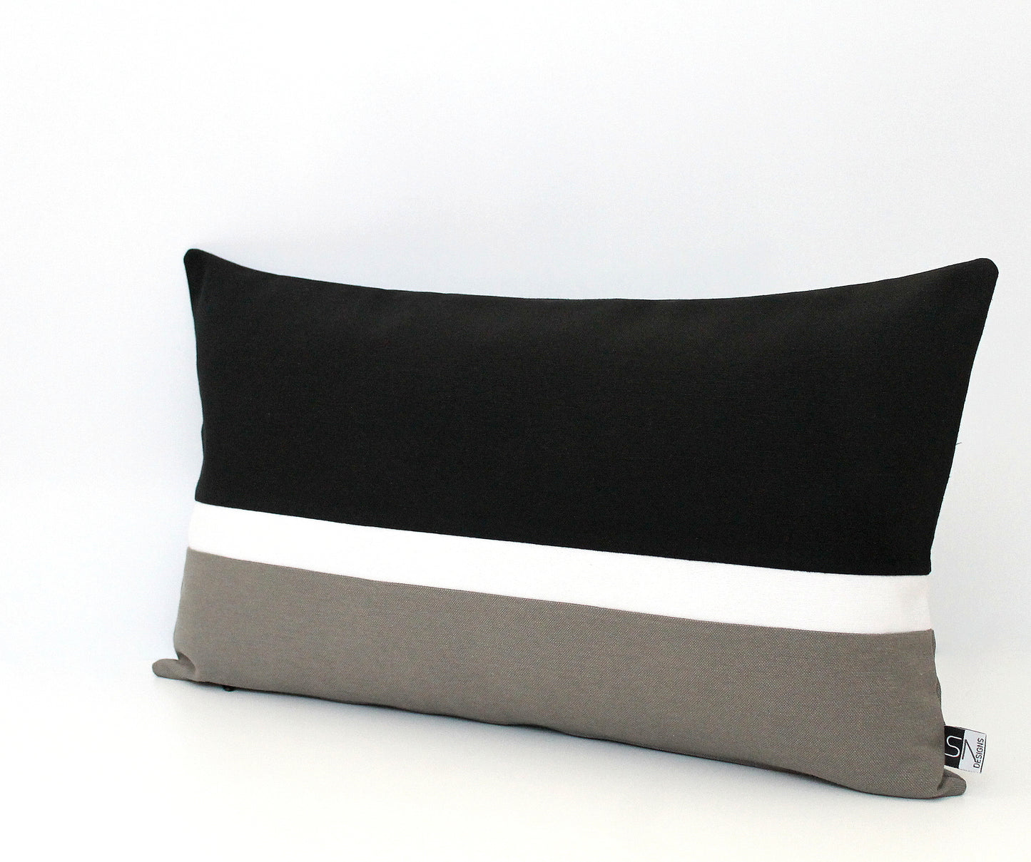 Black, White and Dark Grey Colorblock Pillow Cover