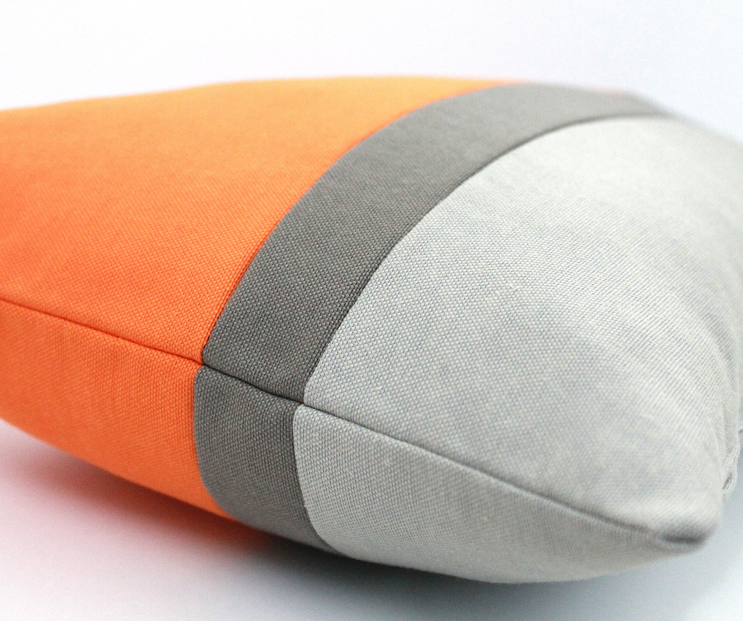 Tangerine Orange and Grey Colorblock Pillow Cover