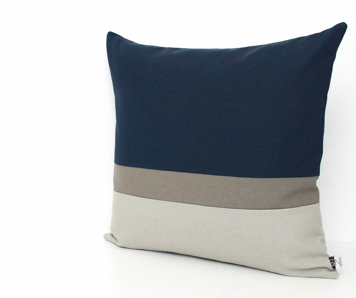 Navy Blue and Grey Color Block Pillow Cover