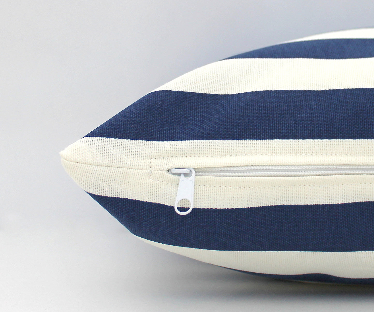 Dark Cobalt and Navy Blue and White Stripe Colorblock Pillow Cover