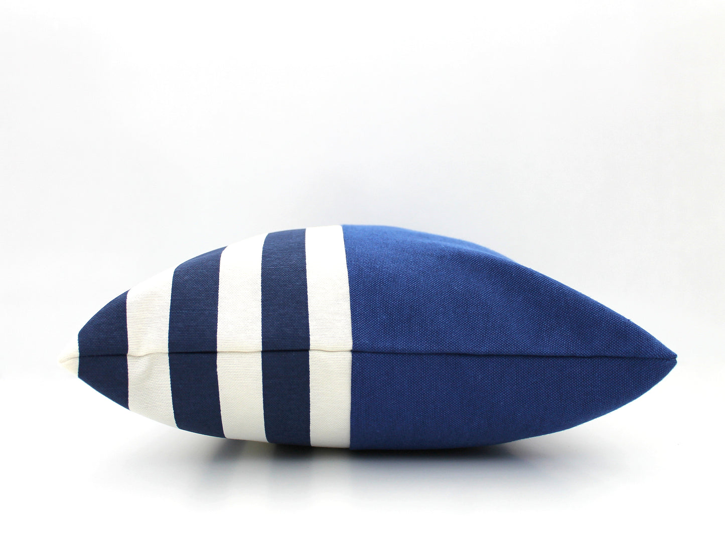 Dark Cobalt and Navy Blue and White Stripe Colorblock Pillow Cover